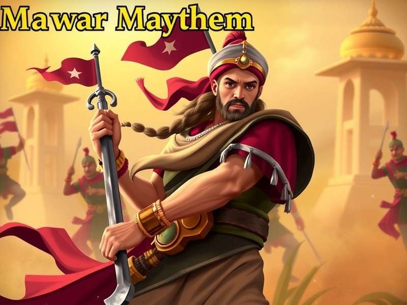 Marwar Mayhem gameplay screenshot showing Rajasthani warriors in battle